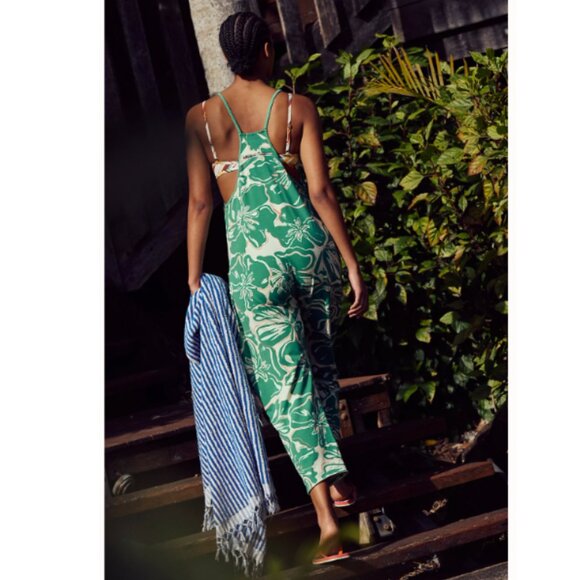 Free People Hot Shot Printed Onesie in Floral Court Combo 💚 NWT - Picture 4 of 8